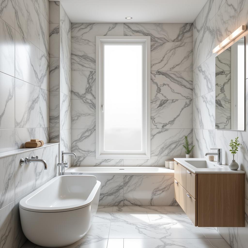 Gạch giả đá marble ốp tường phòng tắm