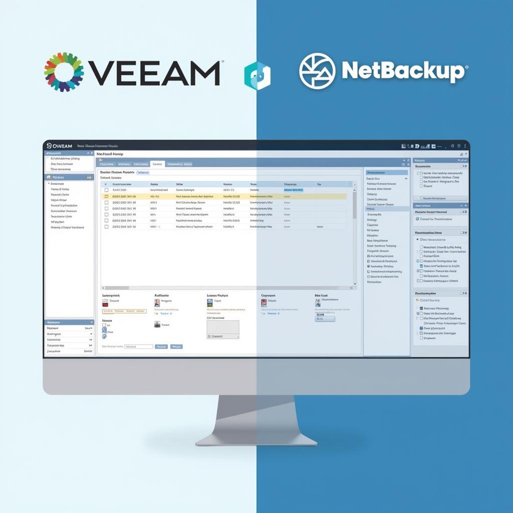 Giao diện quản lý của Veeam và NetBackup