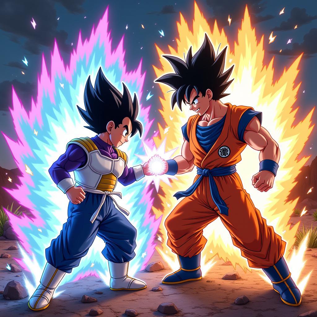 Hình ảnh Goku vs Vegeta trong game đối kháng