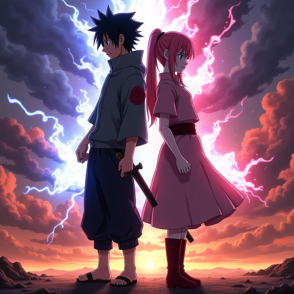 Hình nền Sasuke vs Sakura đồng đội sát cánh