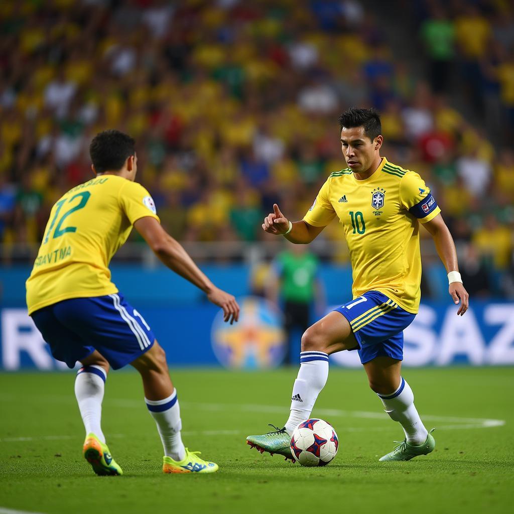 James Rodriguez ghi bàn từ chấm phạt đền trong trận Brazil vs Colombia World Cup 2014