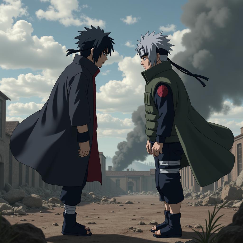 Kakashi và Obito đối đầu căng thẳng giữa chiến trường