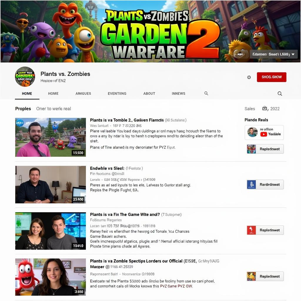 Kênh Youtube nổi tiếng về Plants vs. Zombies Garden Warfare 2