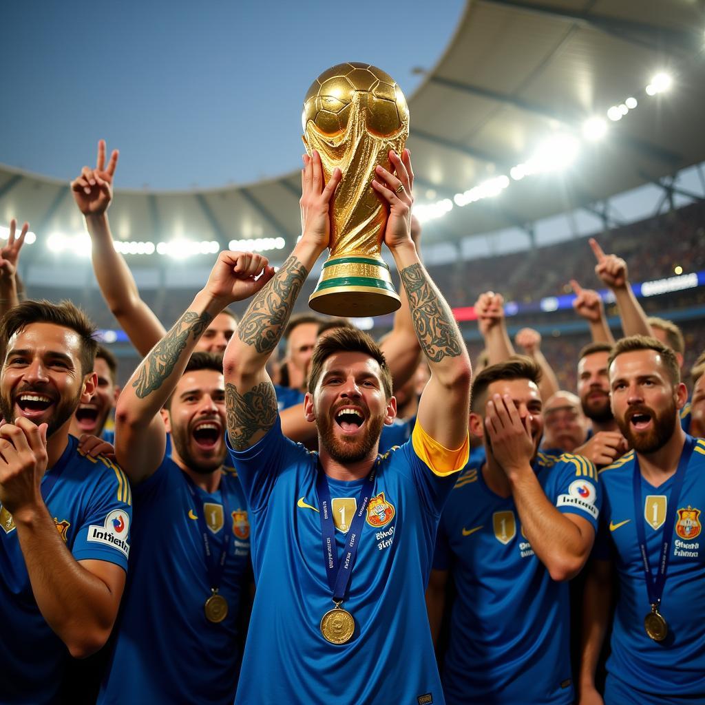 Messi nâng cúp vô địch World Cup Qatar