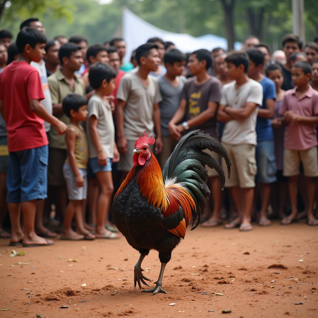 Khán giả theo dõi đá gà Thomo Campuchia