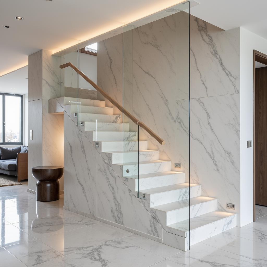 Lan can đá marble hiện đại cho căn hộ