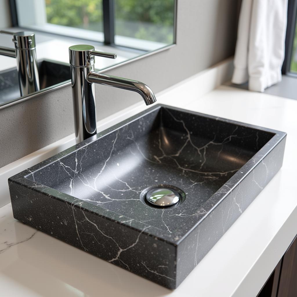 Lavabo đá granite nguyên khối sang trọng