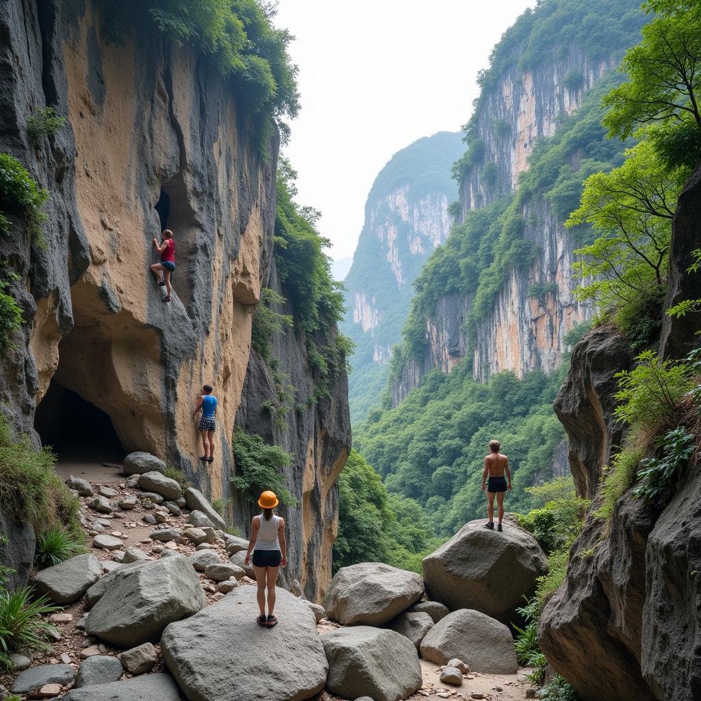 Leo núi tại kho đá Phú Tài