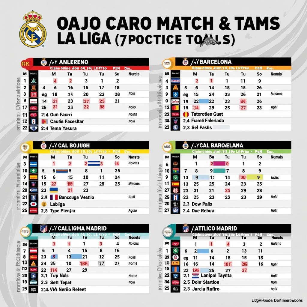 Lịch đá của các đội bóng lớn tại La Liga