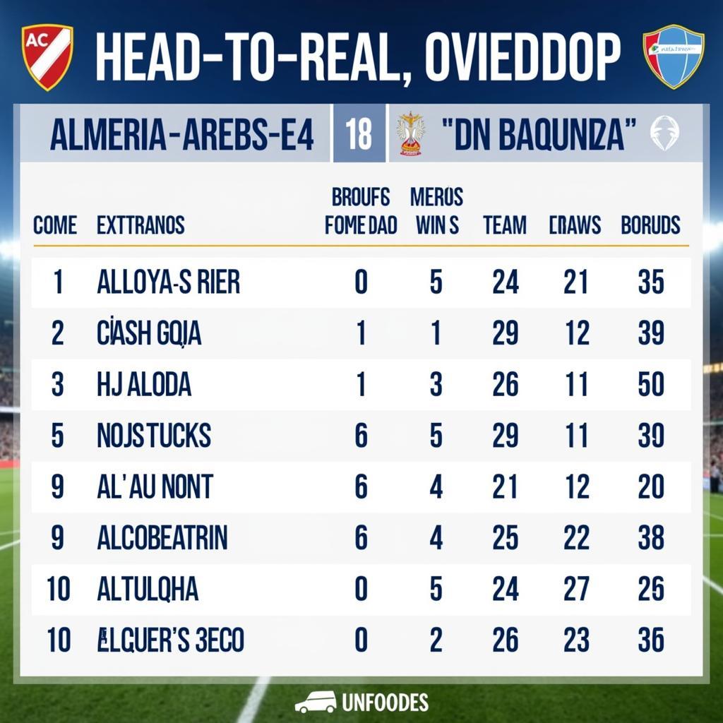 Lịch sử đối đầu giữa Almería và Real Oviedo