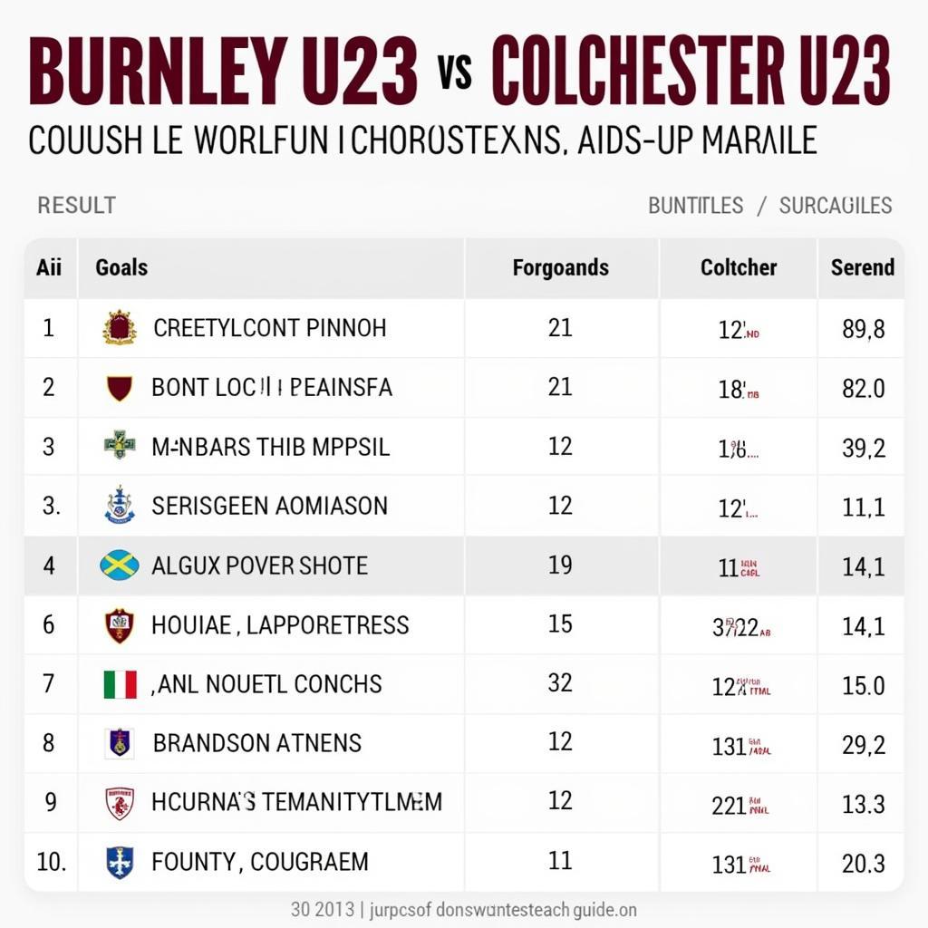 Lịch sử đối đầu Burnley U23 vs Colchester U23