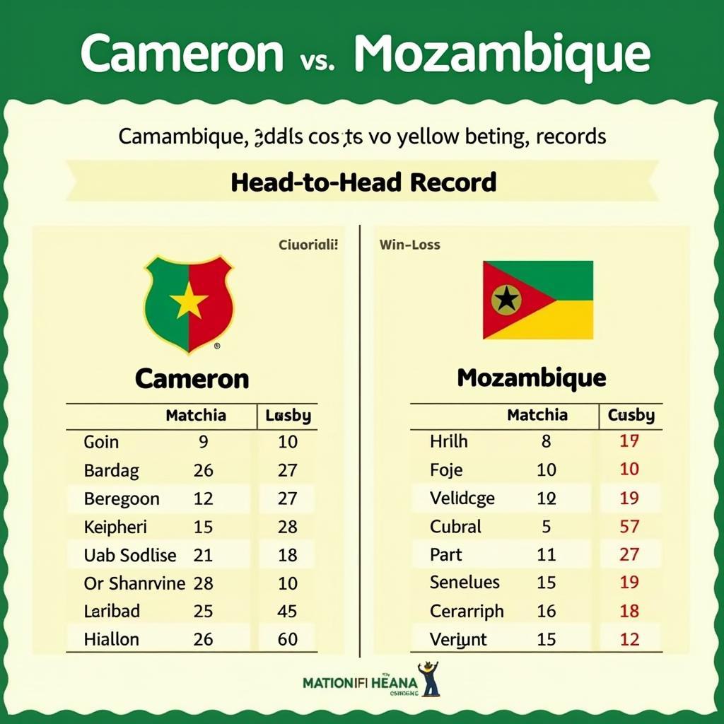 Lịch sử đối đầu Cameroon vs Mozambique