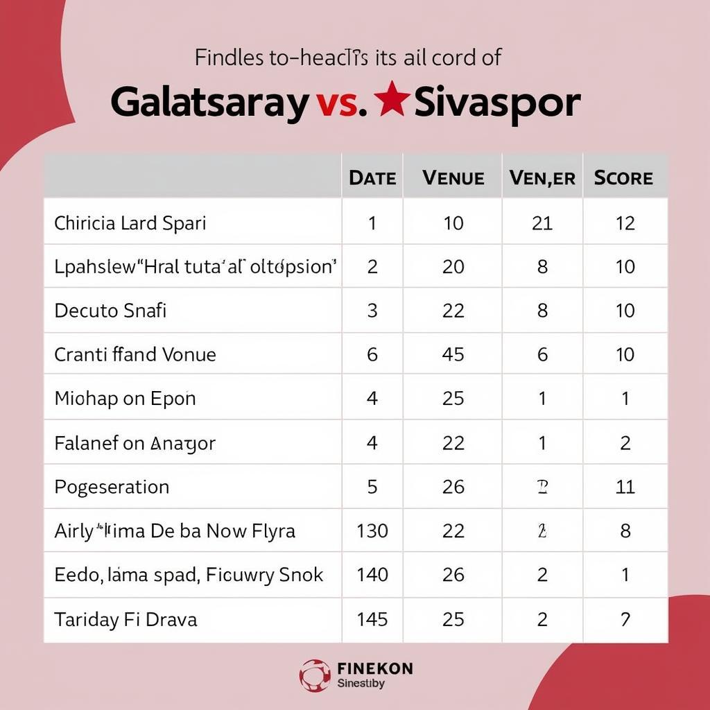 Lịch sử đối đầu Galatasaray vs Sivasspor