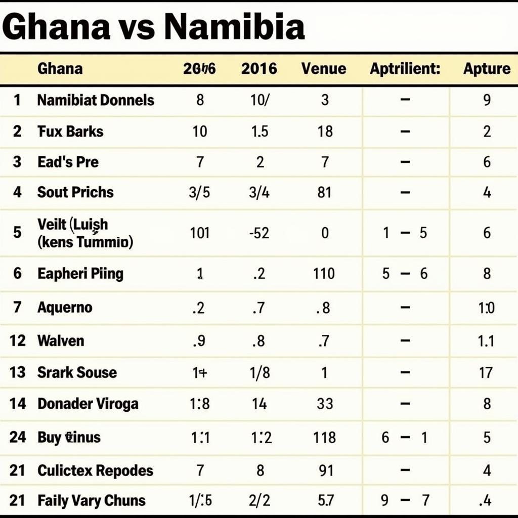 Lịch sử đối đầu Ghana vs Namibia