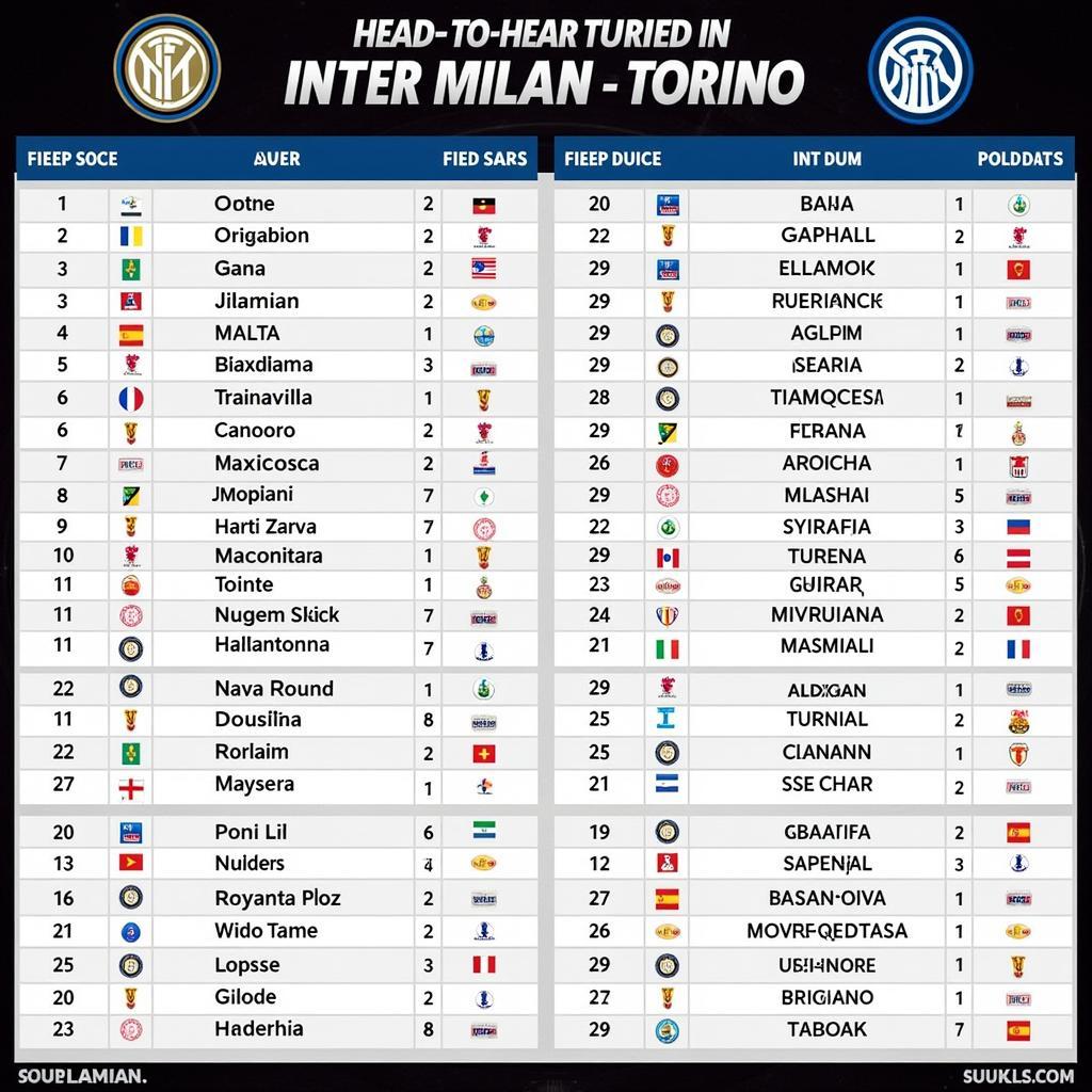 Lịch sử đối đầu giữa Inter Milan và Torino