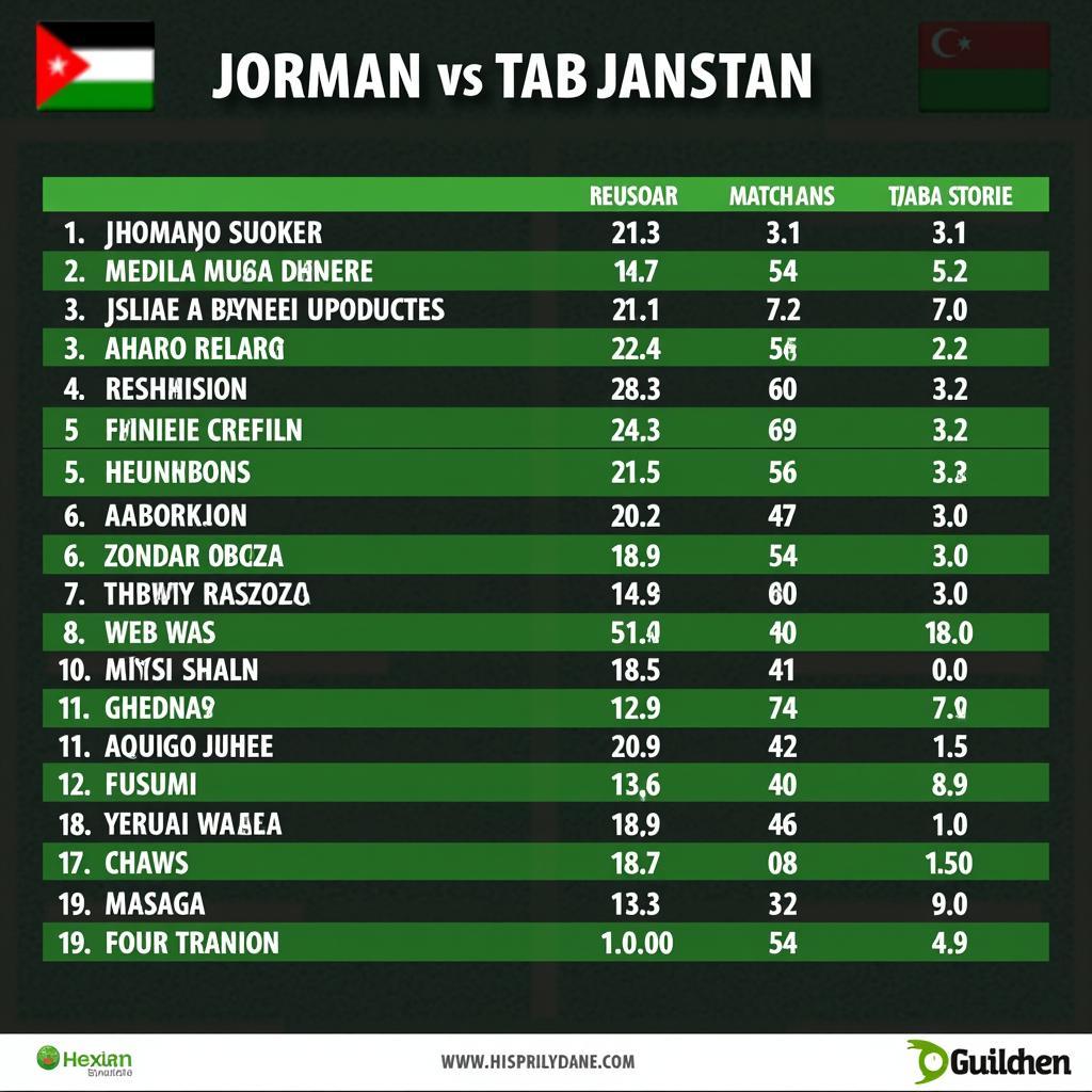 Lịch sử đối đầu Jordan và Tajikistan