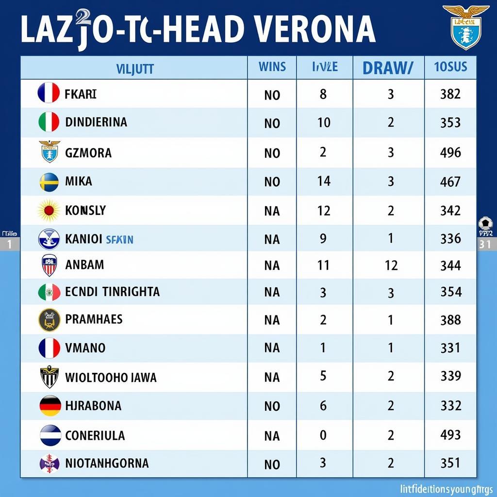 Lịch sử đối đầu giữa Lazio và Verona