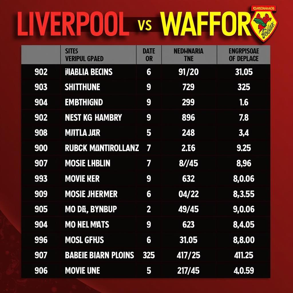 Lịch sử đối đầu Liverpool vs Watford