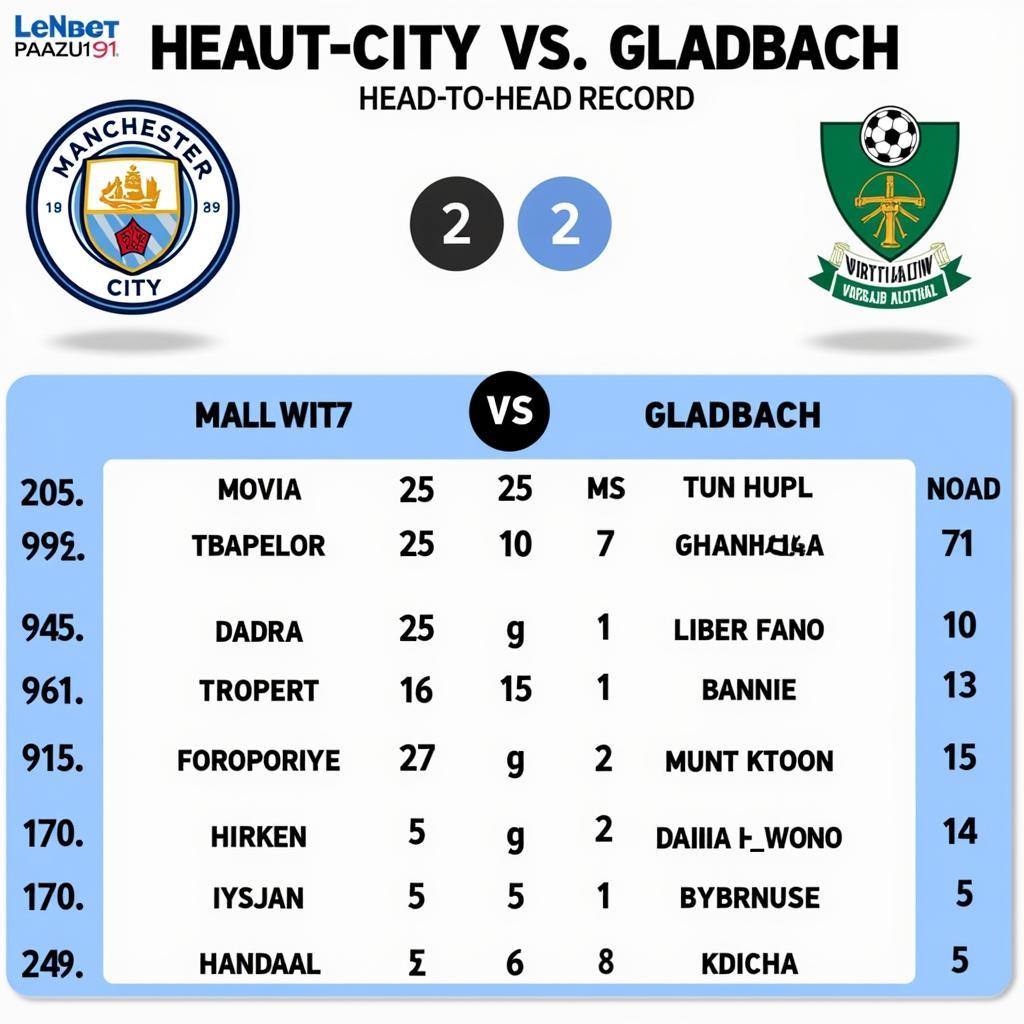 Lịch sử đối đầu giữa Man City và Gladbach