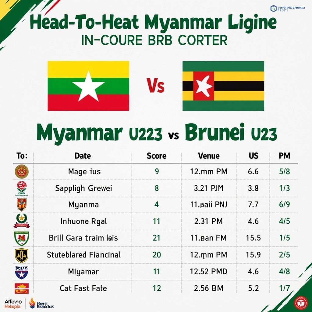 Lịch sử đối đầu Myanmar Brunei U23