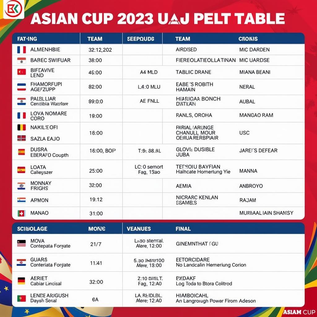 Lịch Thi Đấu Asian Cup 2023