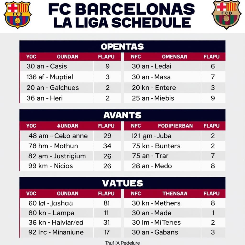 Lịch thi đấu Barca tại La Liga