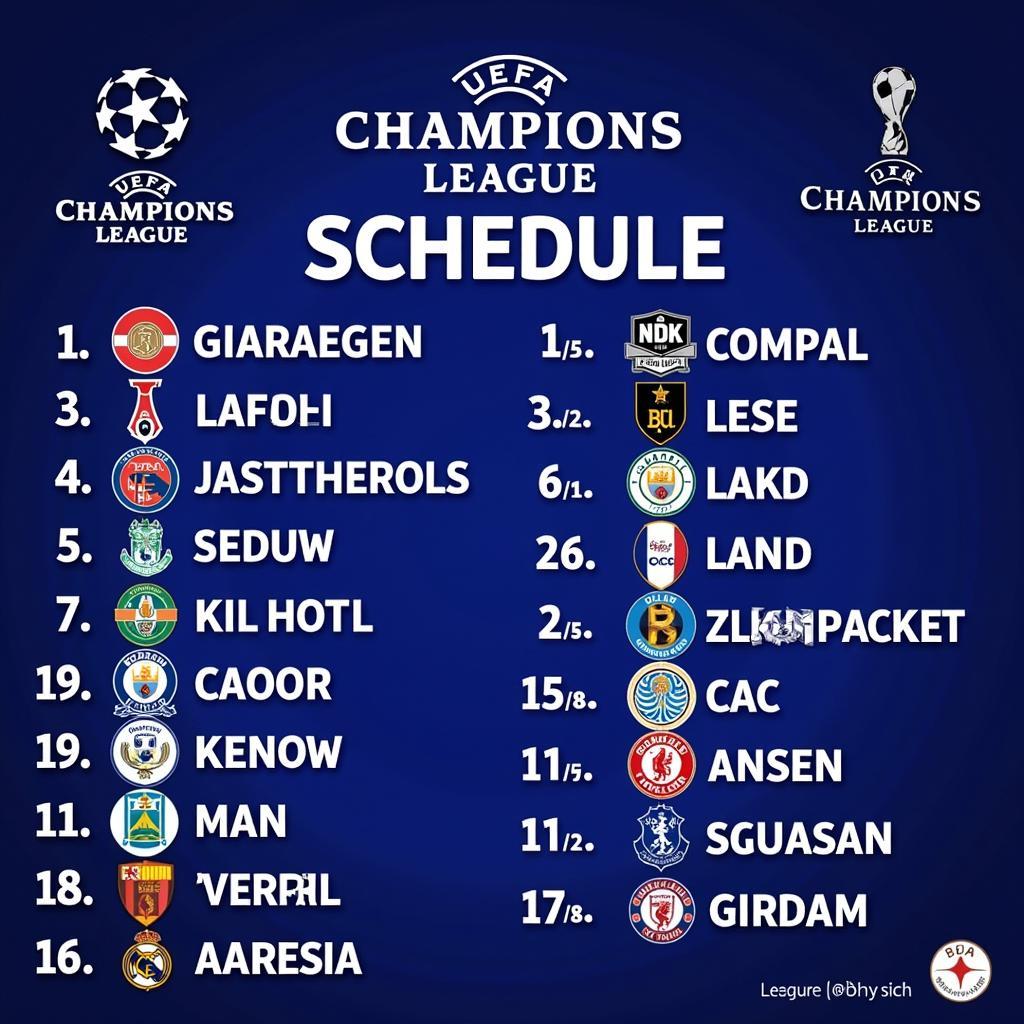 Lịch thi đấu bóng đá Champions League