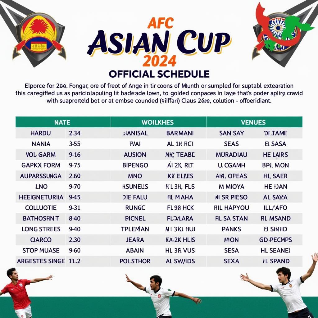 Lịch thi đấu bóng đá châu Á Asian Cup 2024