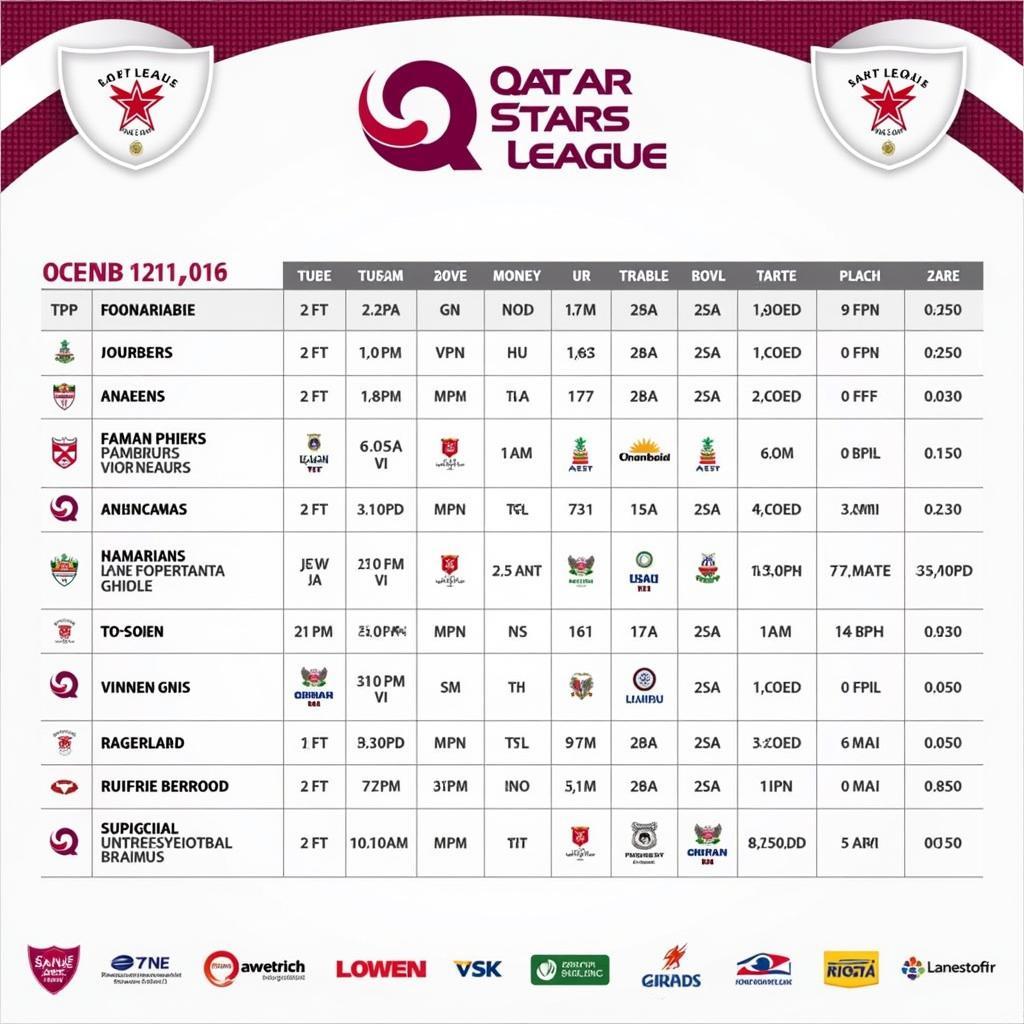 Lịch Thi Đấu Bóng Đá Qatar Stars League