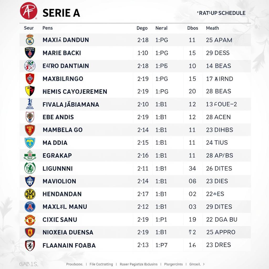 Lịch thi đấu Serie A Ý