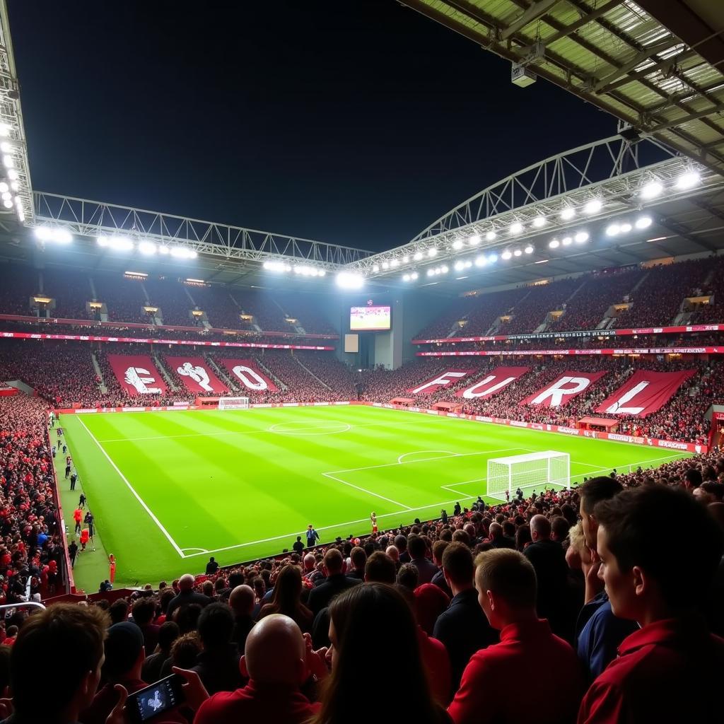 Sân Anfield rực lửa trong trận đấu trực tiếp Liverpool