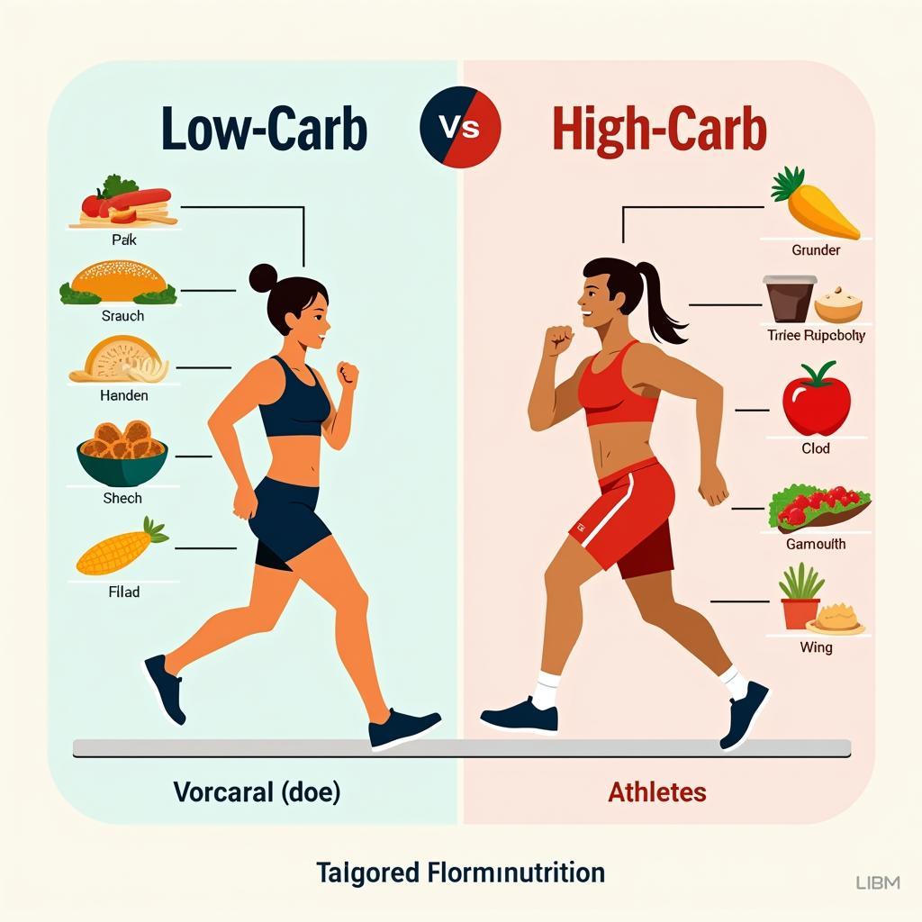 Hình ảnh minh họa low carb vs high carb cho vận động viên