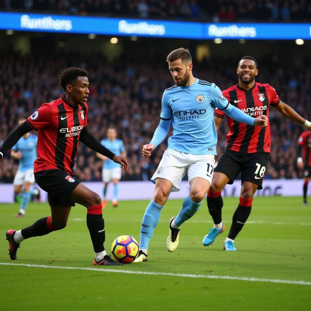 Man City tấn công khung thành Bournemouth