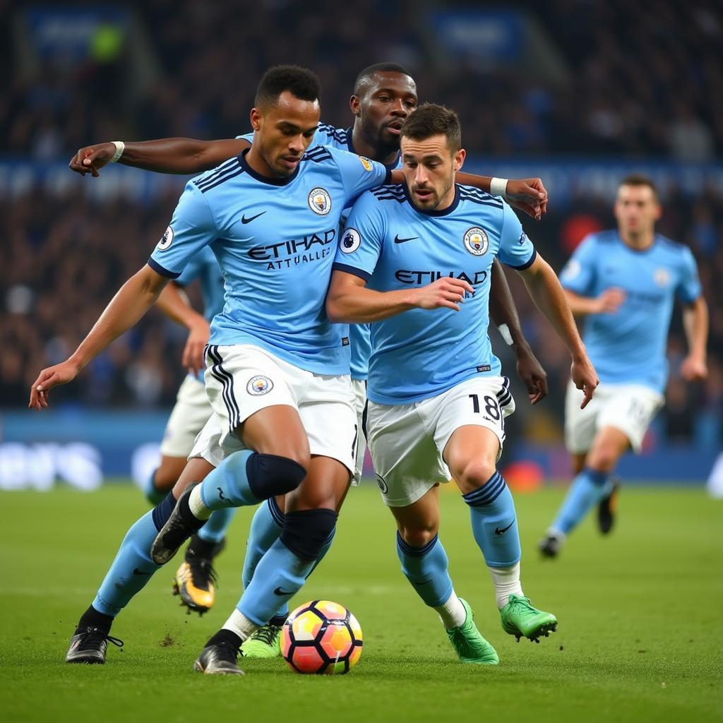 Man City tấn công dồn dập khung thành đối phương