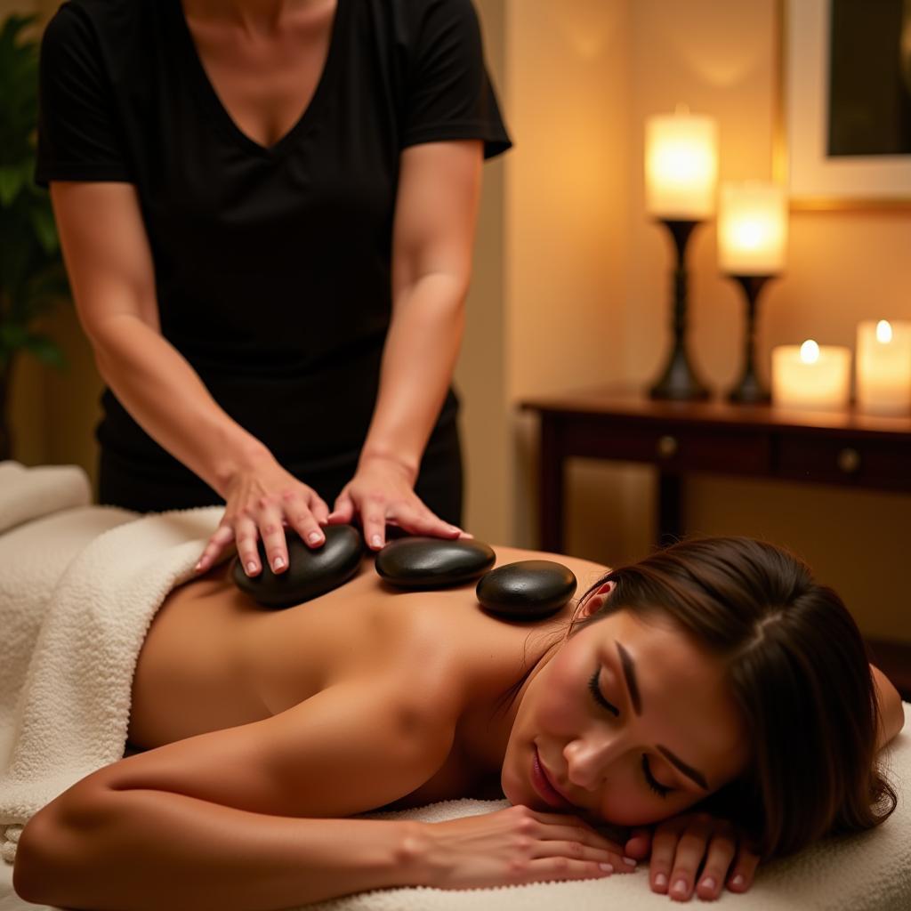 Massage đá nóng tại spa cao cấp