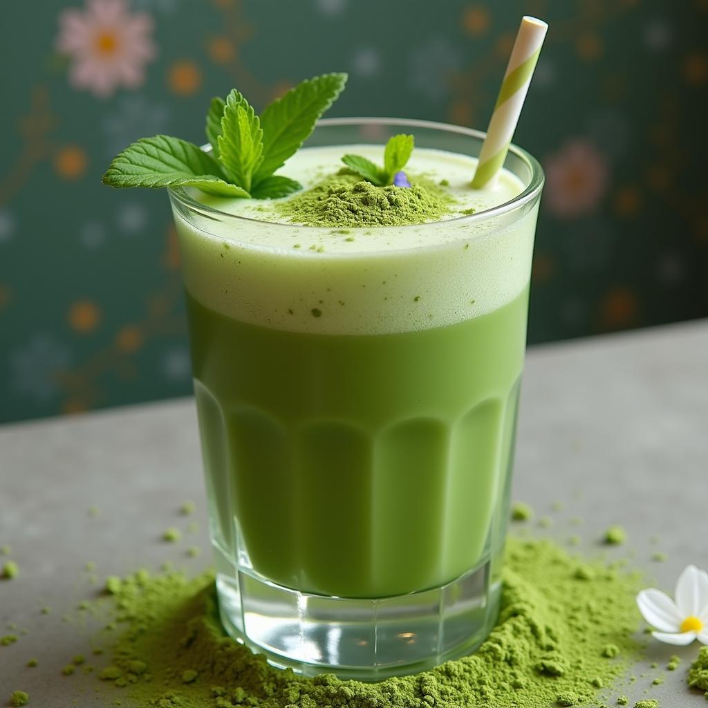 Matcha đá xay không đá trang trí đẹp mắt