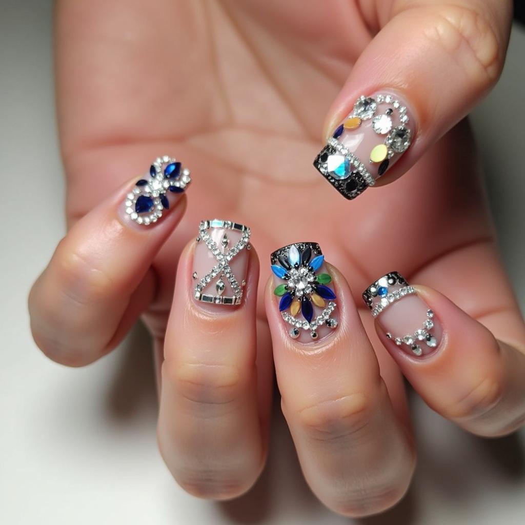 Mẫu nail đính đá cầu kỳ, lộng lẫy