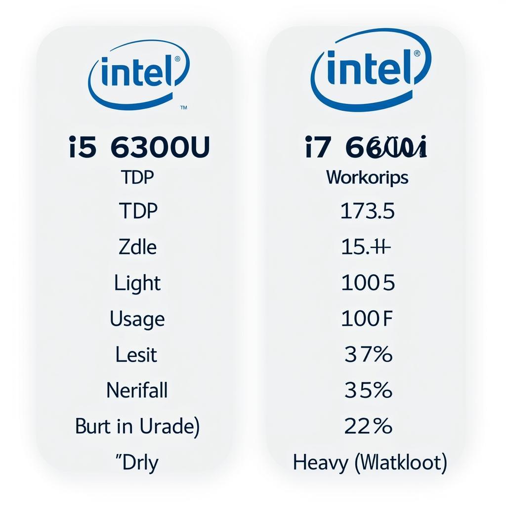 Biểu đồ so sánh mức tiêu thụ điện năng giữa Intel i5 6300U và i7 6600U