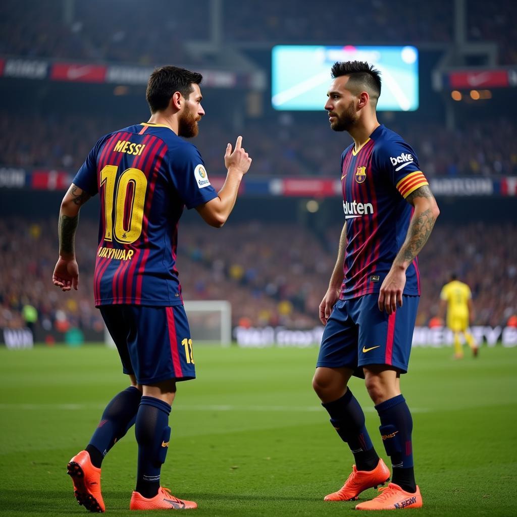 Messi và Neymar trong trận đấu PSG vs Barca