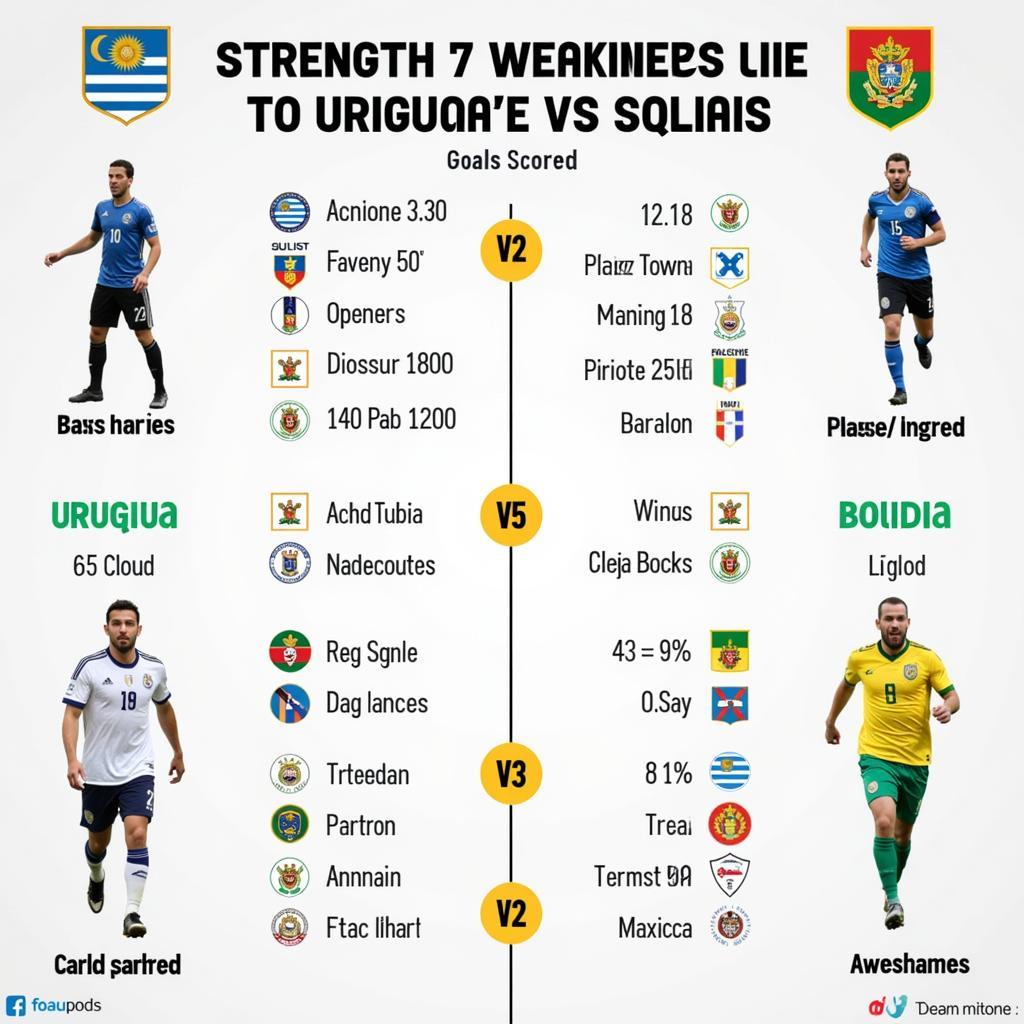 So sánh lực lượng Uruguay vs Bolivia