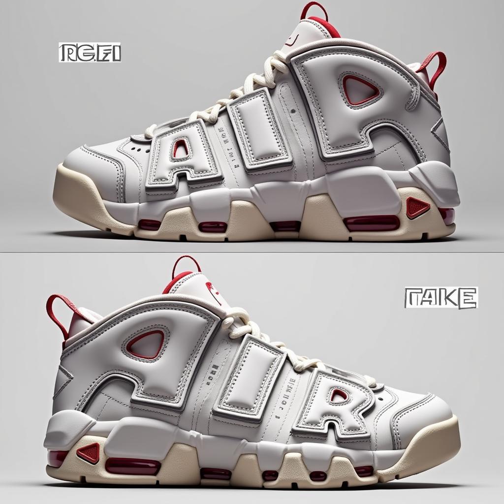 So sánh chi tiết Nike Uptempo Real vs Fake