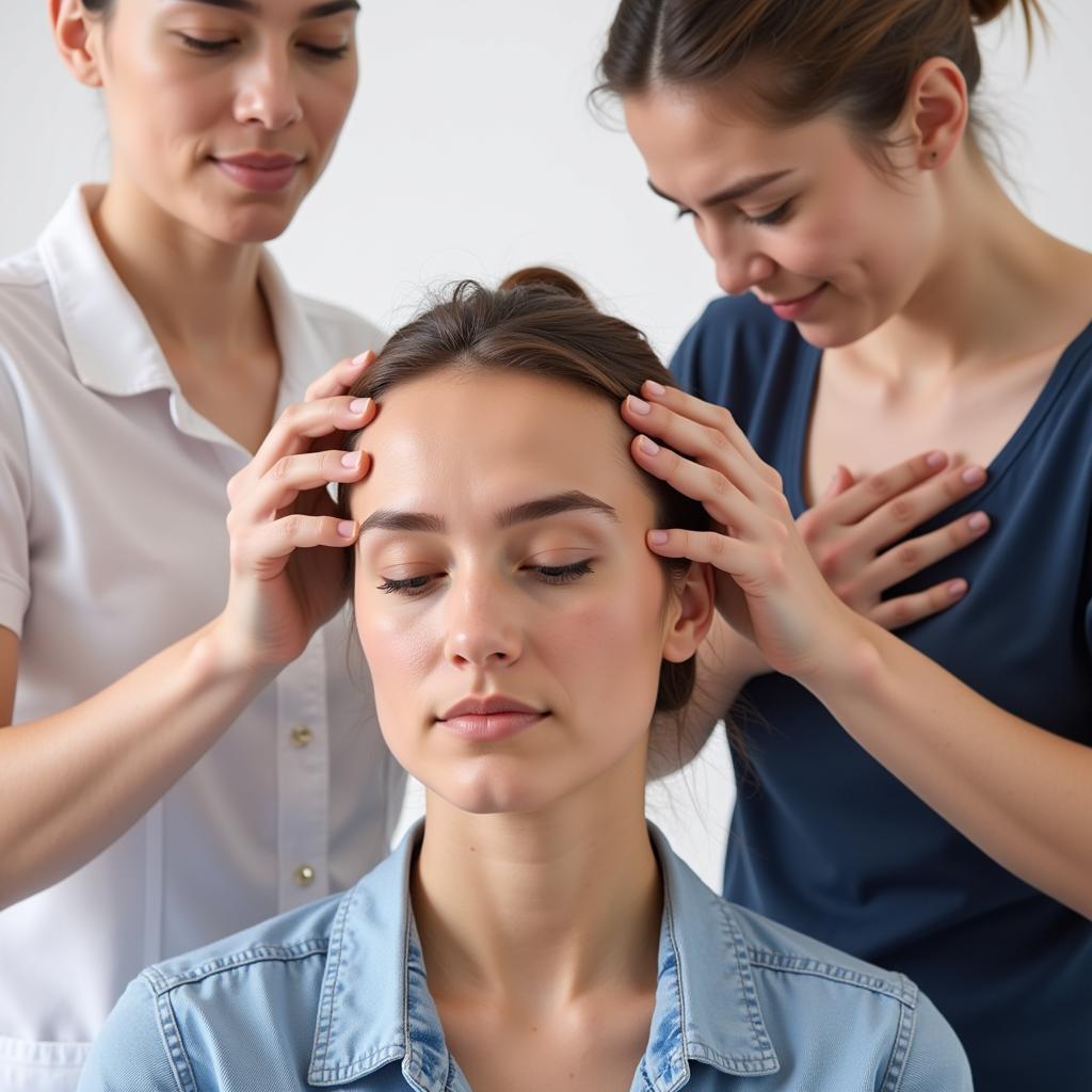 Patient receiving treatment for a headache