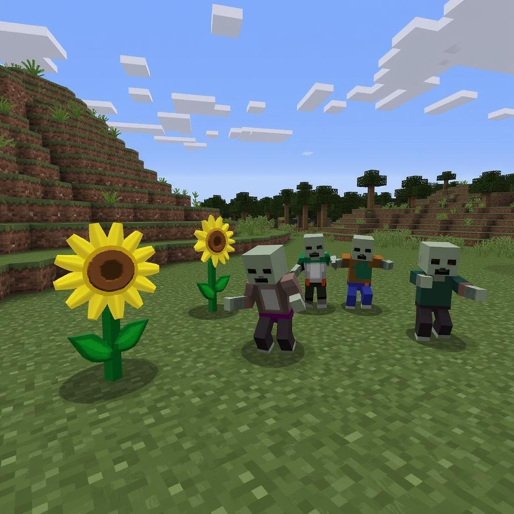 Mod Plants vs Zombies trong Minecraft