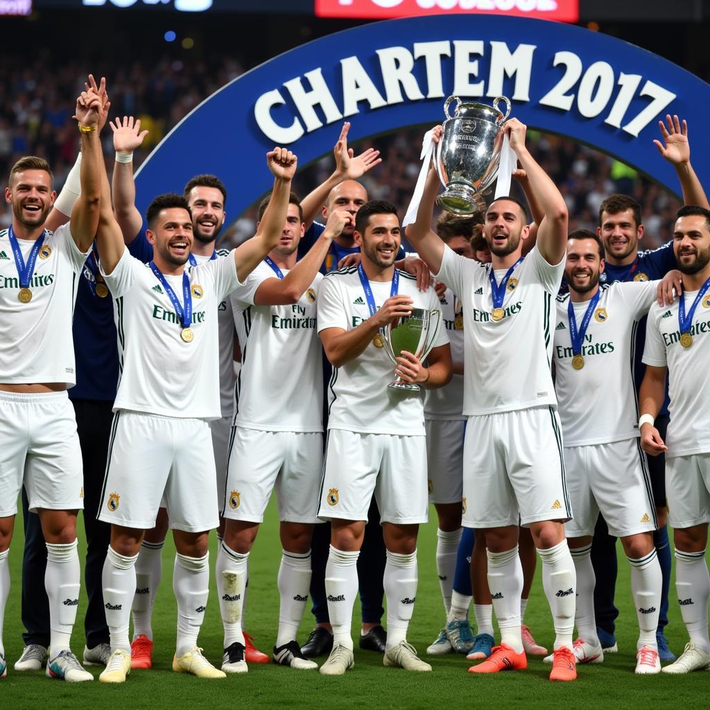 Real Madrid nâng cao chiếc cúp Champions League