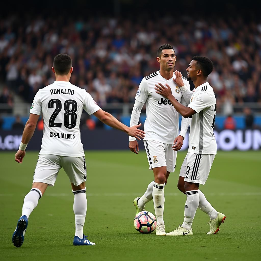 Ronaldo trong màu áo Juventus đối đầu Real Madrid