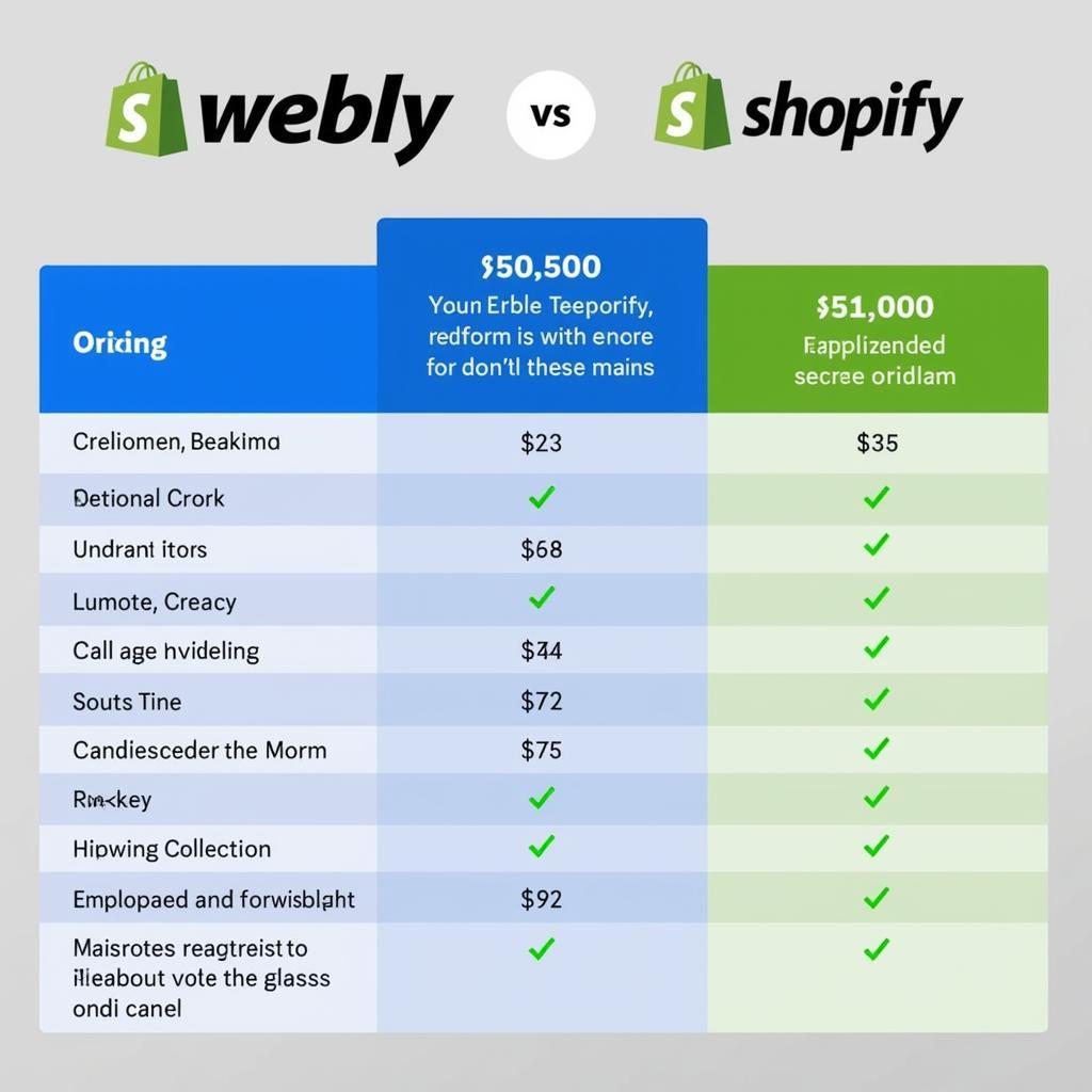 So sánh bảng giá Weebly và Shopify