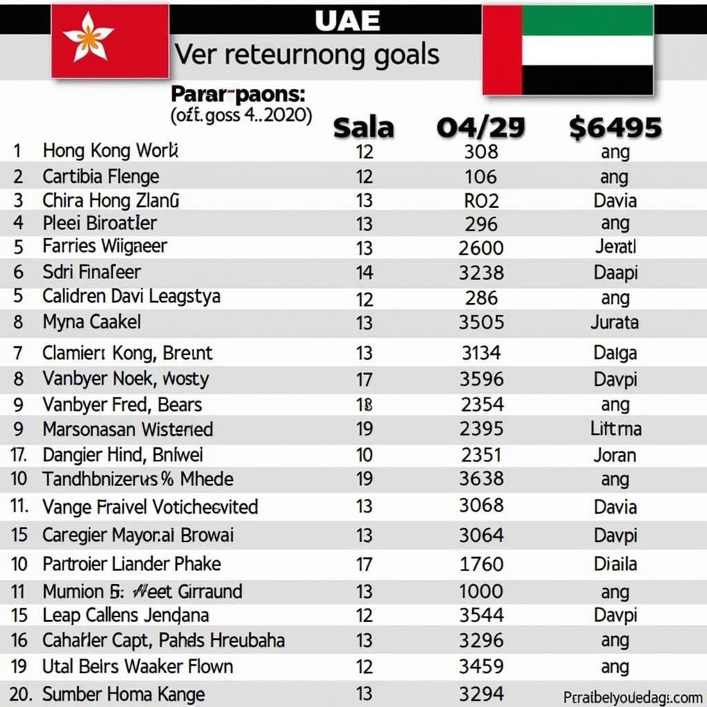 So sánh lực lượng cầu thủ Hong Kong và UAE