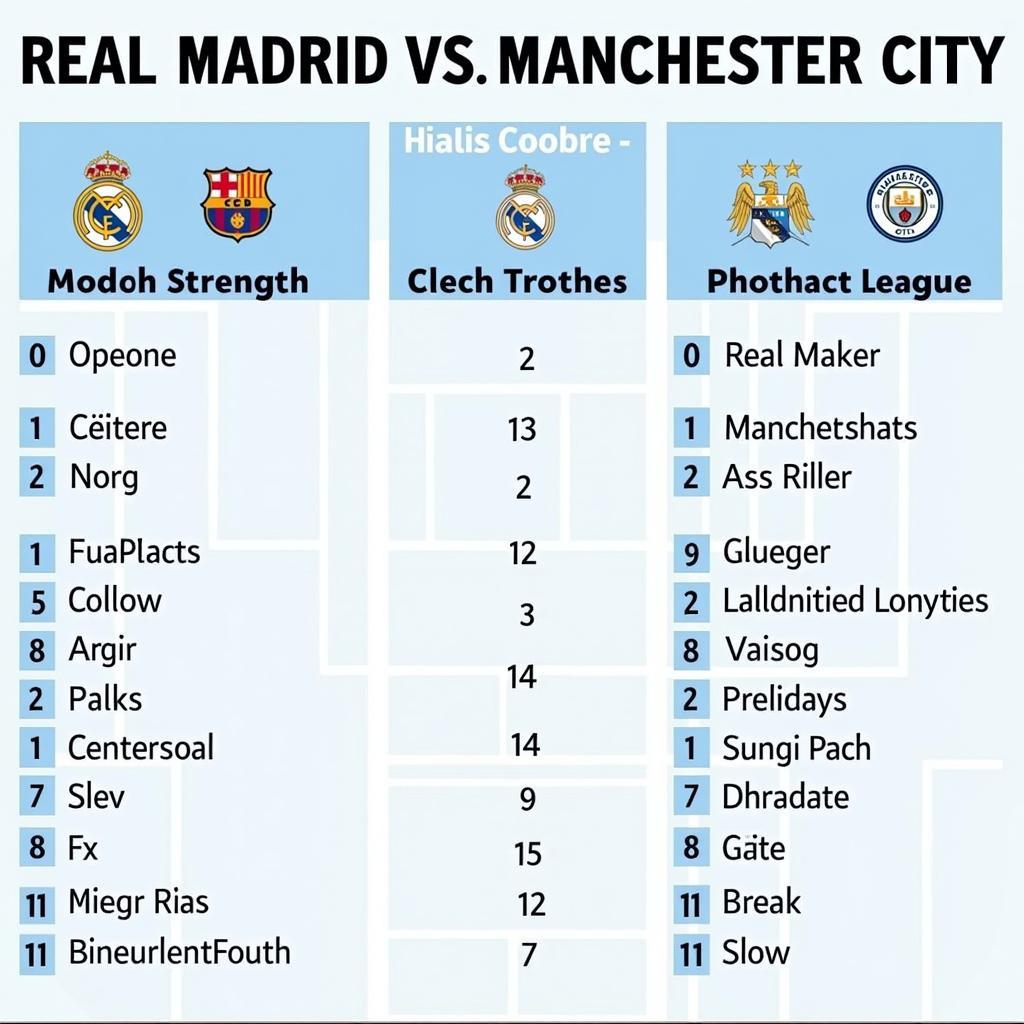 So sánh lực lượng Real vs Man City