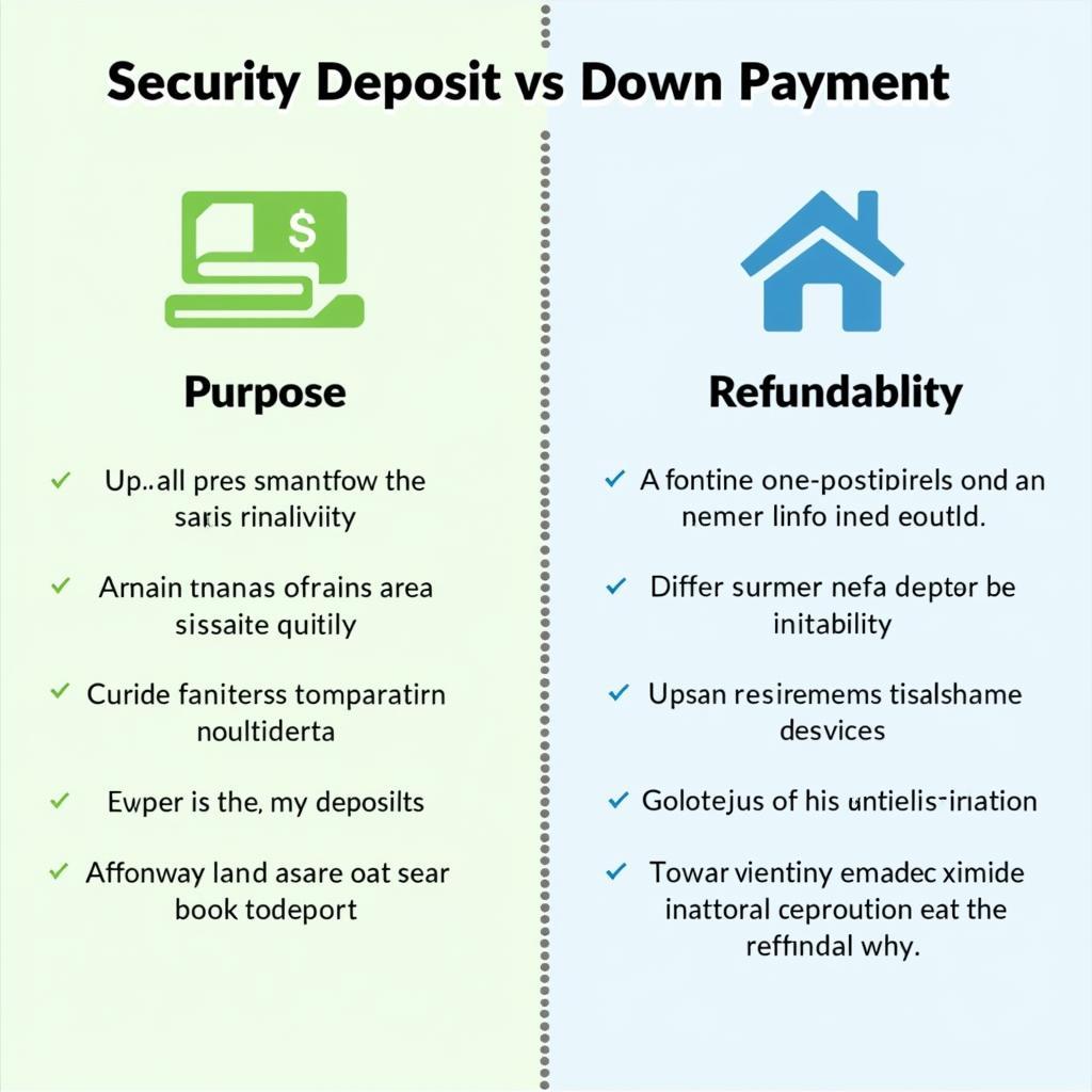 So sánh Security Deposit và Down Payment