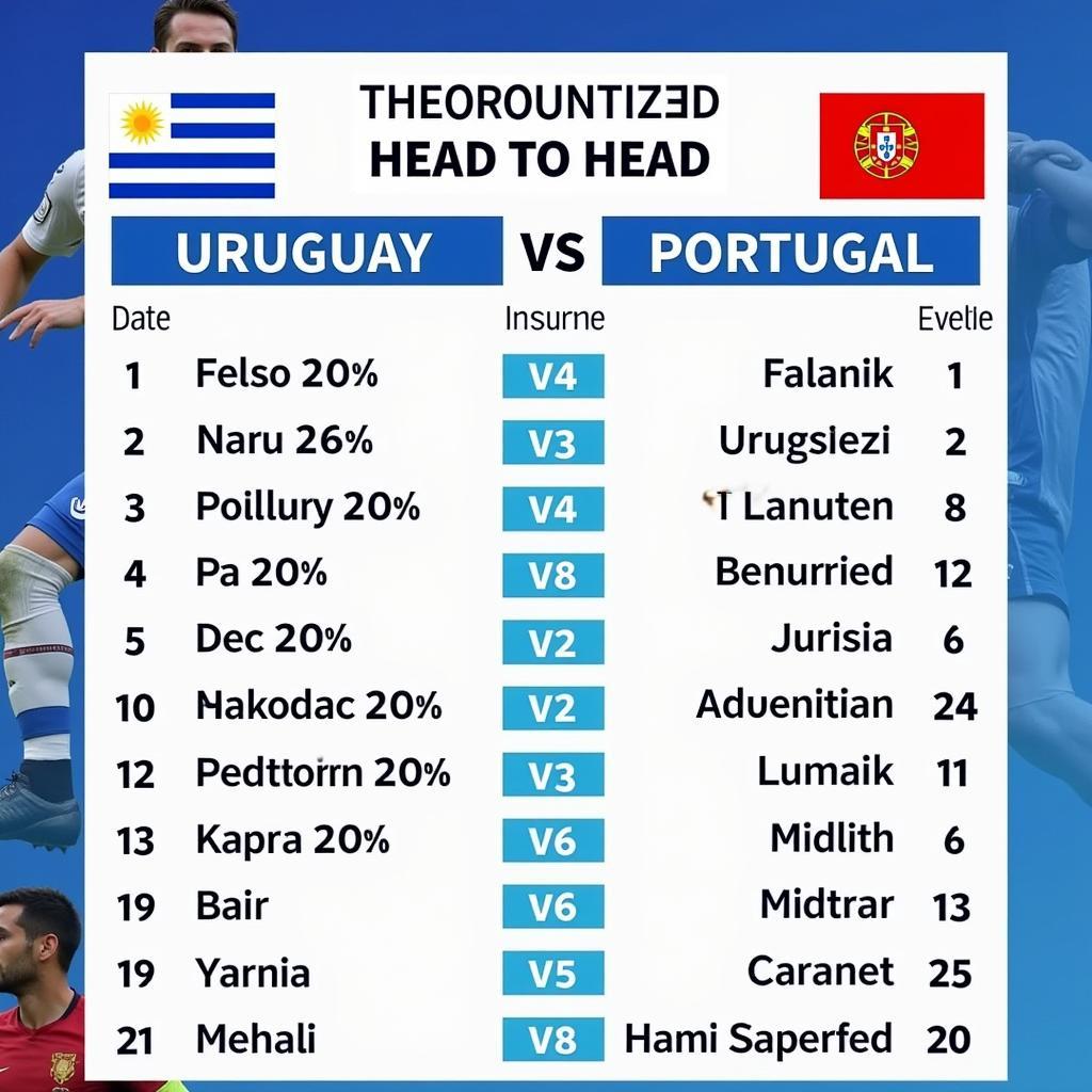 Lịch sử đối đầu Uruguay vs Bồ Đào Nha